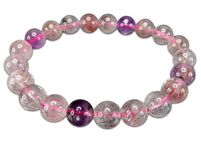 スーパーセブン約9mmブレスレット透明度有り高級天然石 - 【石街