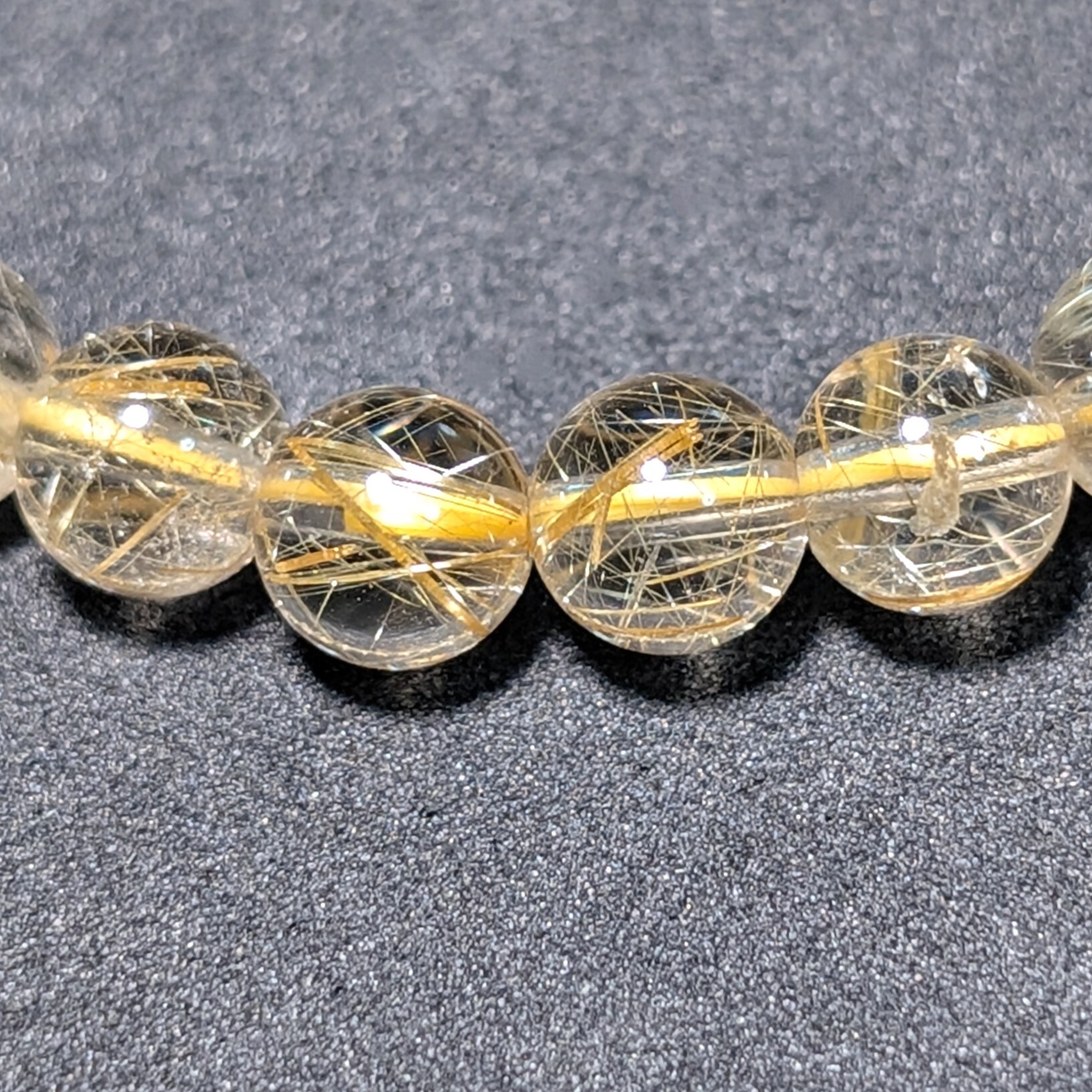 透明感抜群】ゴールド ルチルクォーツ ブレスレット 7ミリ 金針水晶の