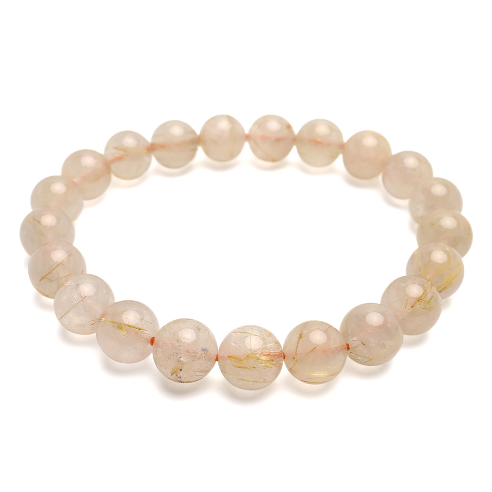 パワーストーンブレスレット 数珠ブレスレット タイチンルチルクォーツ