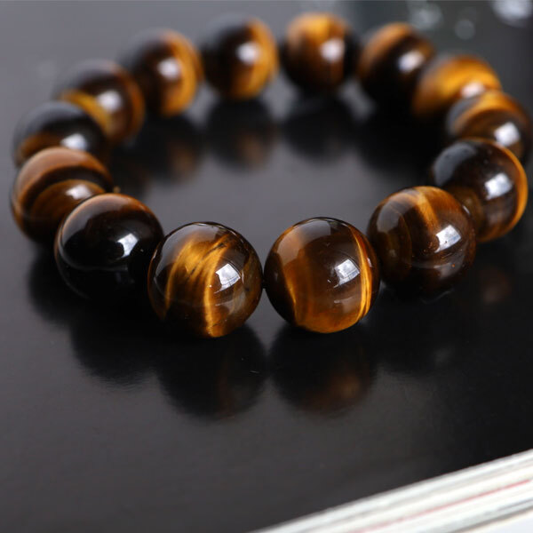 金運 数珠 ブレスレット 大玉 大きい タイガーアイ 16mm イエロー 虎目