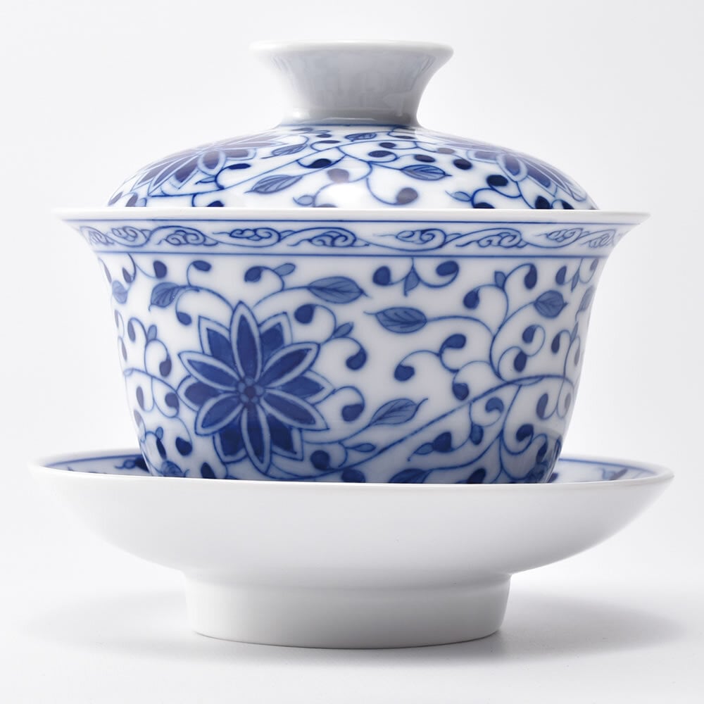 宝相花蓋碗 景徳鎮 青花磁器 高級 手作り お取り寄せ ギフト 誕生日