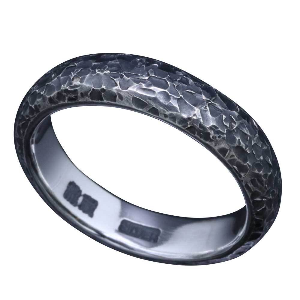 指輪 メンズ 甲丸 籠目 鎚目 槌目 リング 5mm幅 シルバー シンプル