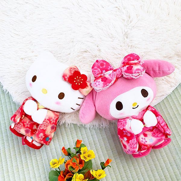 サンリオ ハローキティ ぬいぐるみ グラデ着物 立ち S 和風 インテリア