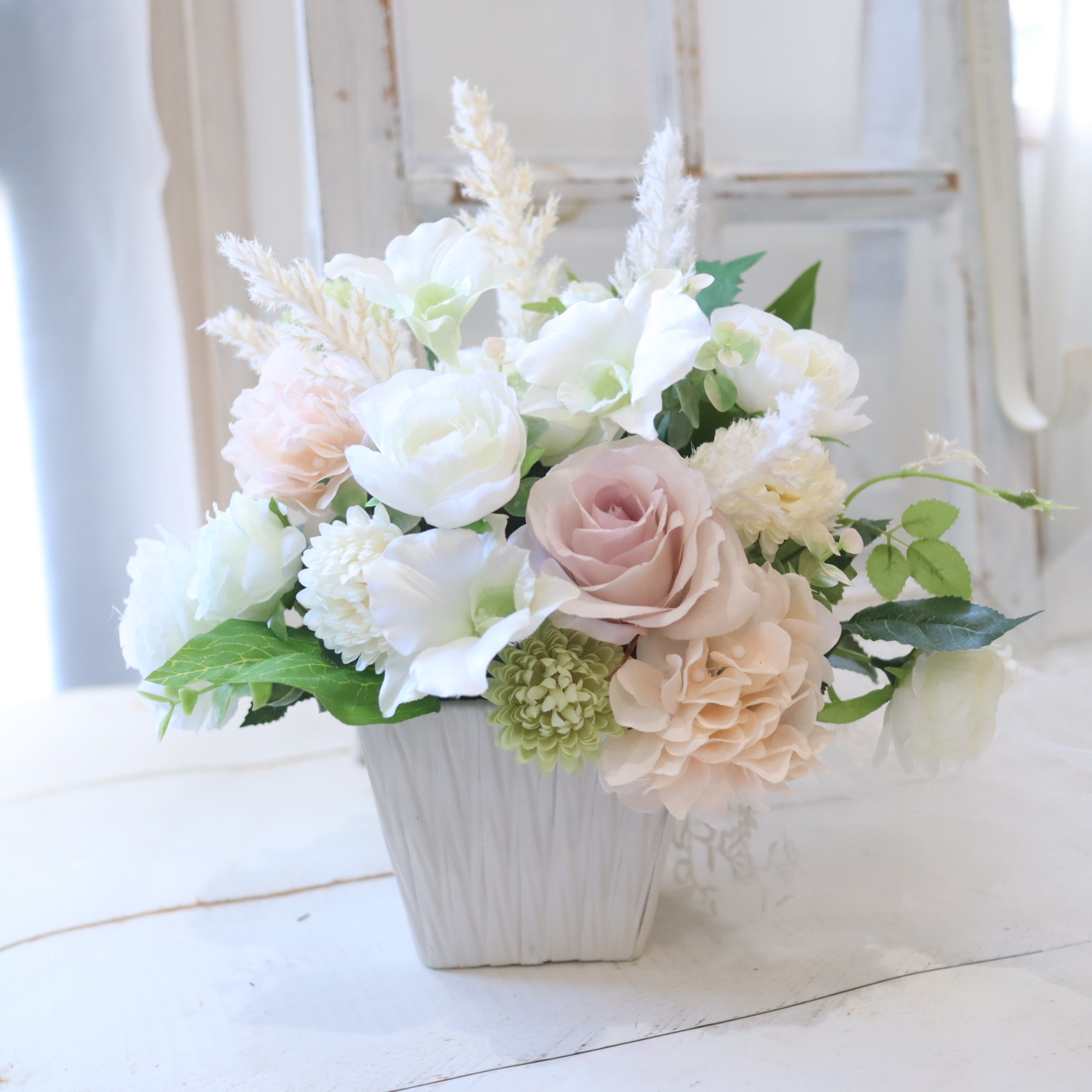 お供え フラワーアレンジメント 芍薬 蘭 直送可能 枯れないお花 161