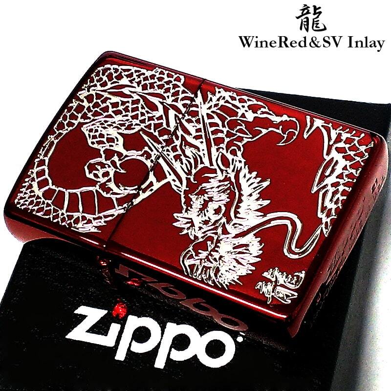 ZIPPO ライター ワインレッド ジッポ ドラゴン 和柄 龍 昇り龍