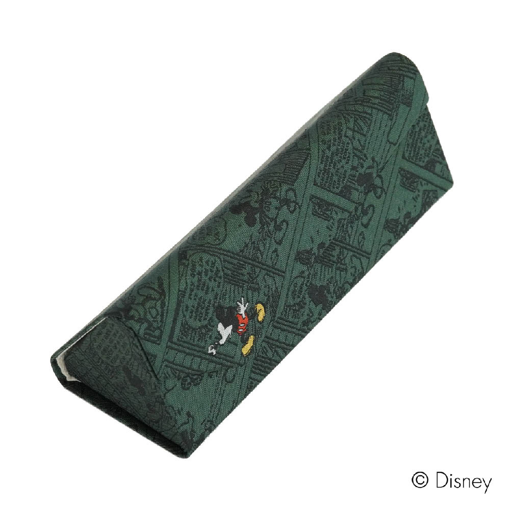 ディズニー／メガネケース（ミッキー コミック柄） 緑 折り畳み 眼鏡