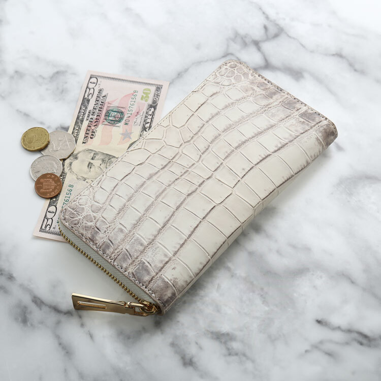 ヒマラヤクロコダイル ラウンドファスナー 長財布 メンズ 一枚革