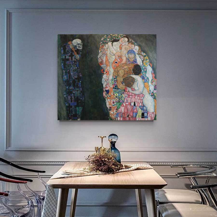 グスタフ クリムト 死と生 名画 60cm×50cm インテリア 絵画 油絵 装飾
