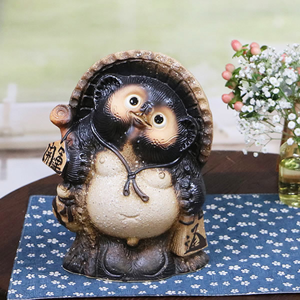 信楽焼 たぬき 置物 高さ26cm 陶器 縁起物 8号古信楽風開運狸 ta-0319