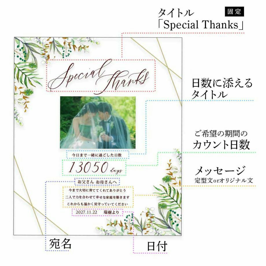 ガラス×UV印刷》クリアガラス子育て感謝状（1個）/ 結婚式 入籍 両親