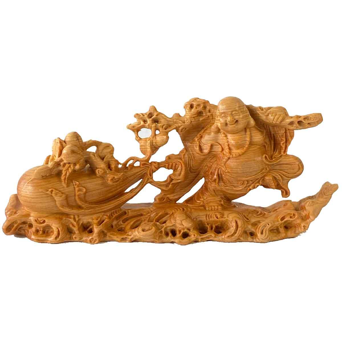 布袋尊 布袋様 木彫り 生命の樹 布袋さん 置物 七福神 オブジェ