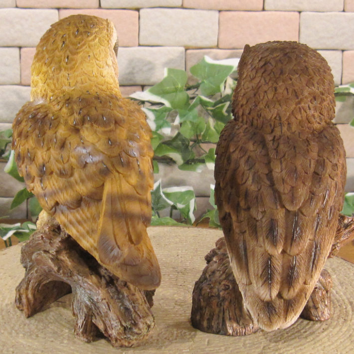 鳥 置物 リアル ふくろう2種セット 動物オブジェ ガーデン