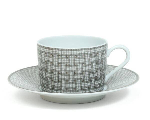 エルメス モザイク プラチナ ティーカップ＆ソーサー ペア 160ml