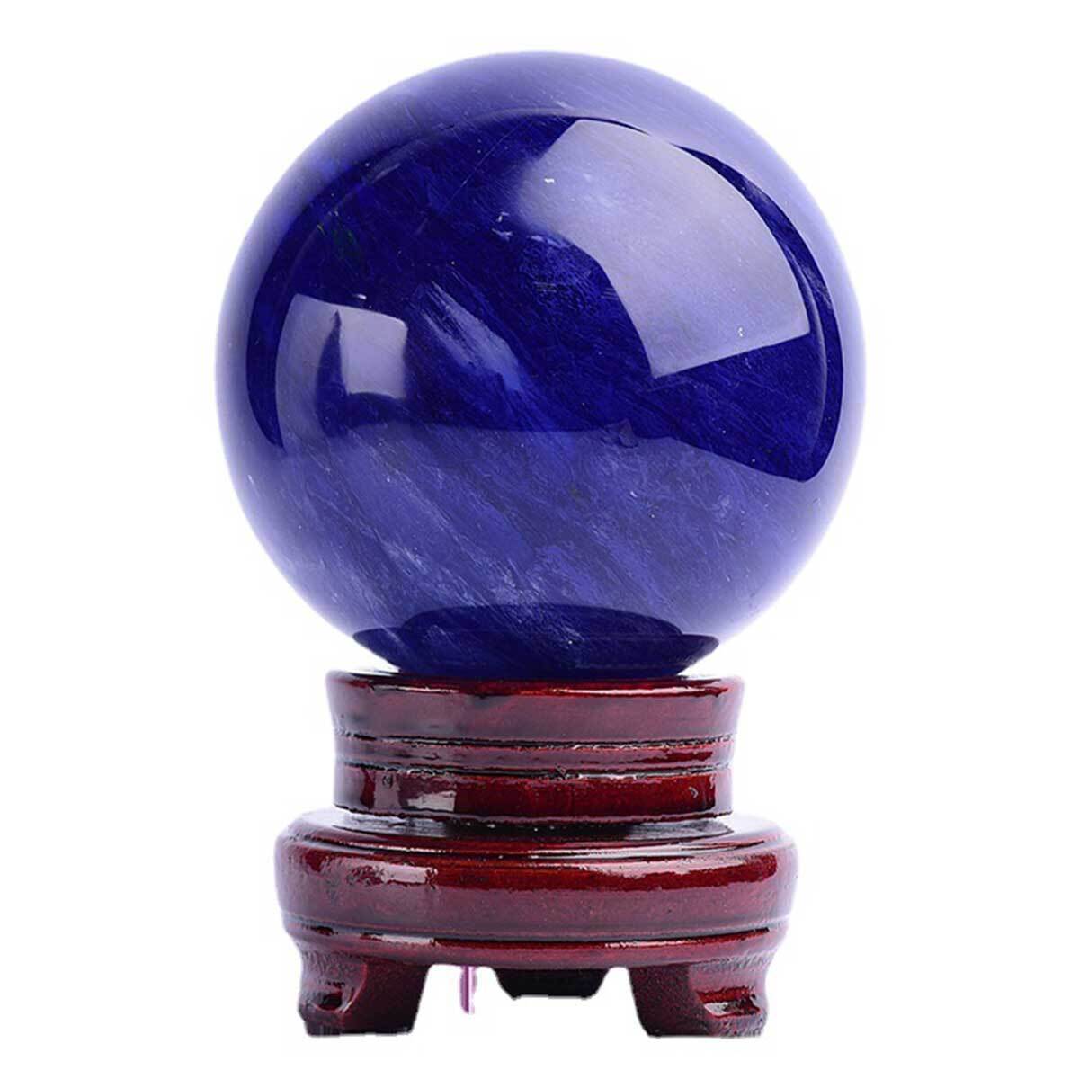 天然ブルークォーツ 丸玉（ブラジル産）10cm 台座付き｜青色水晶 原石