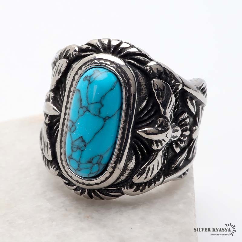 ステンレス ターコイズリング ネイティブ インディアンジュエリー ご