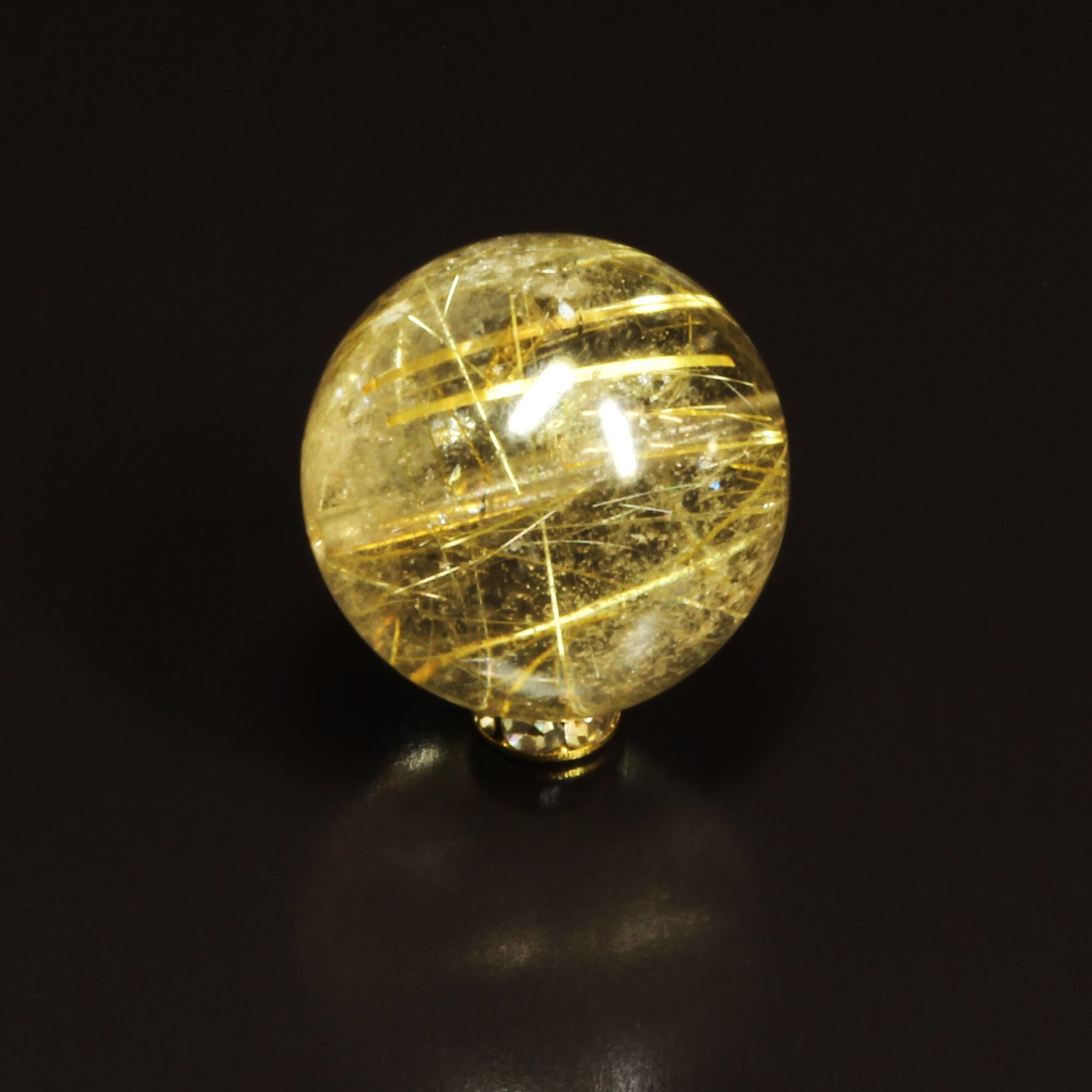 無数のルチルと虹が輝く］16ミリ 一点物 1粒売り ゴールドルチル