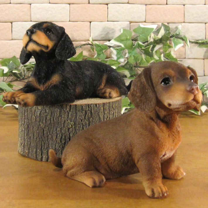 犬 置物 リアル フレンズ ダックスフント 2種セット 動物オブジェ