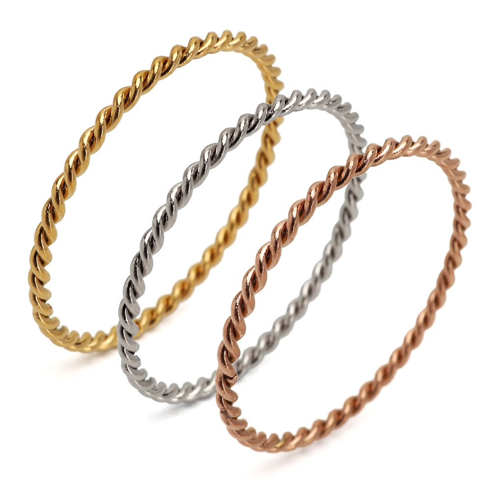 ツイストリング 3カラー ねじりリング 極細 ロープリング ステンレス