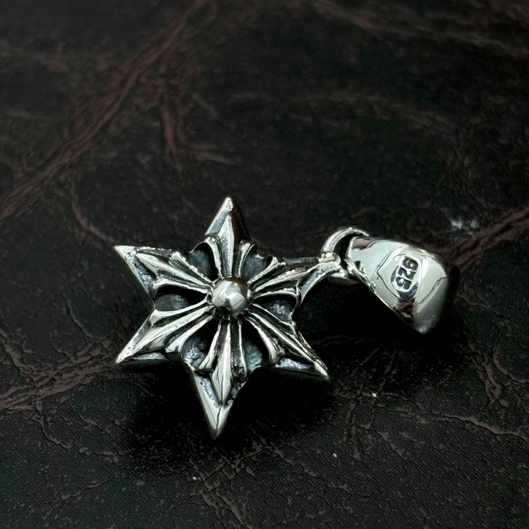 送料無料 】 シルバー925 刻印あり スターチャーム 六芒星 ペンダント