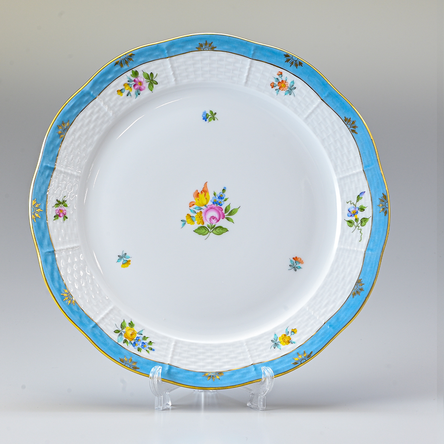 ヘレンド HEREND プレート ローズチューリップ ブルー 食器 25cm 皿