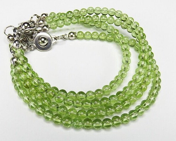 良質天然ペリドット橄攬石小玉約4mm天然石ニューホック式ブレスレット
