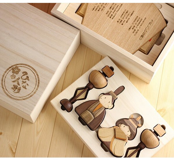 即納 ササキ工芸 木製ひな人形DXセット 桐箱入り 天然木 TOY-HINA-DX