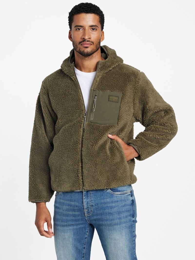 Victor Sherpa Full-Zip Hoodie | GUESS Factory Ca