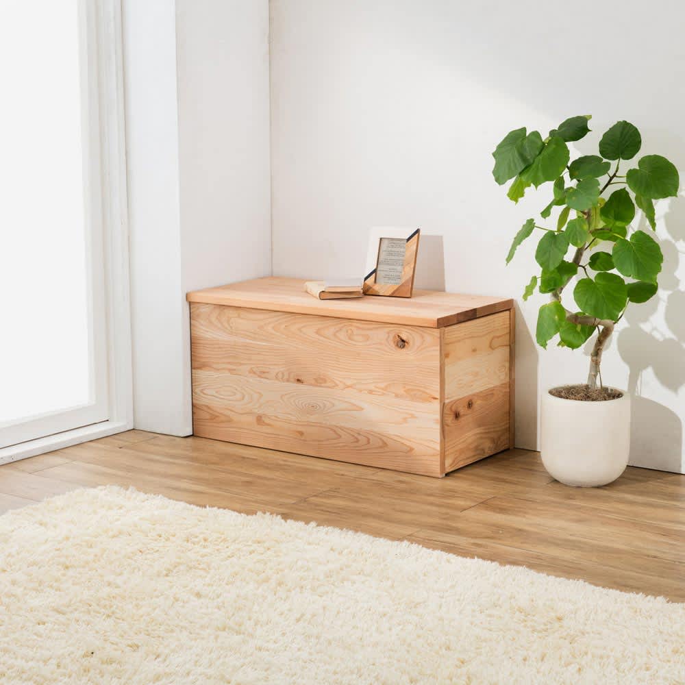 杉天然木のたっぷり収納ベンチ 幅90cmタイプ 通販 - ディノス