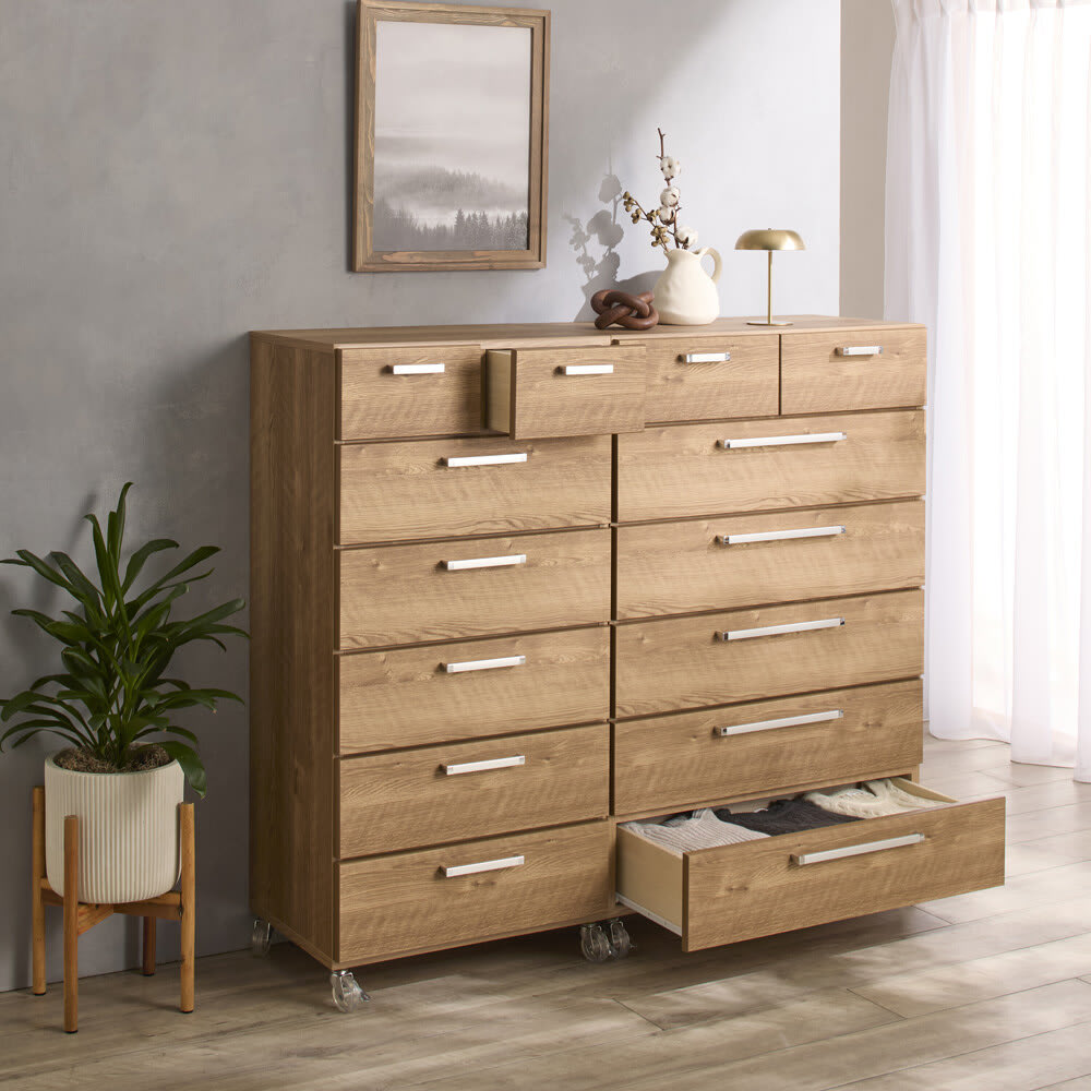 キャスター付きモダンクローゼットチェスト 6段・高さ124.5cm幅60cm