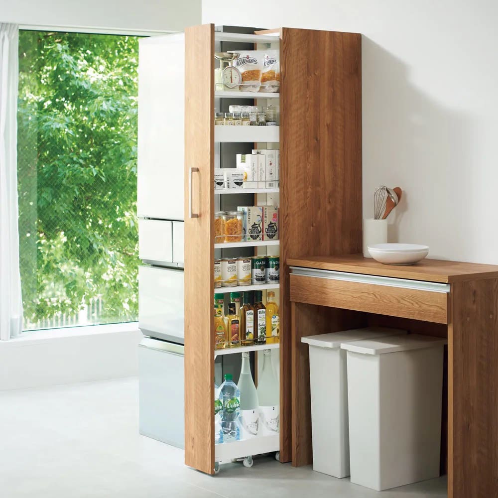 42サイズから選べる すっきり隠せる頑丈隙間ワゴン 奥行45高さ180cm