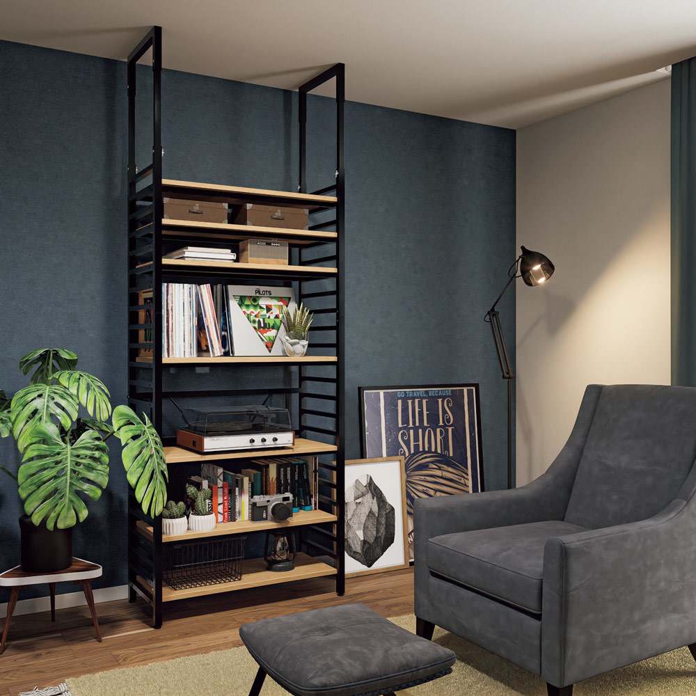 ブルックリンテイスト頑丈突っ張りラック 幅90cm奥行43cm高さ218