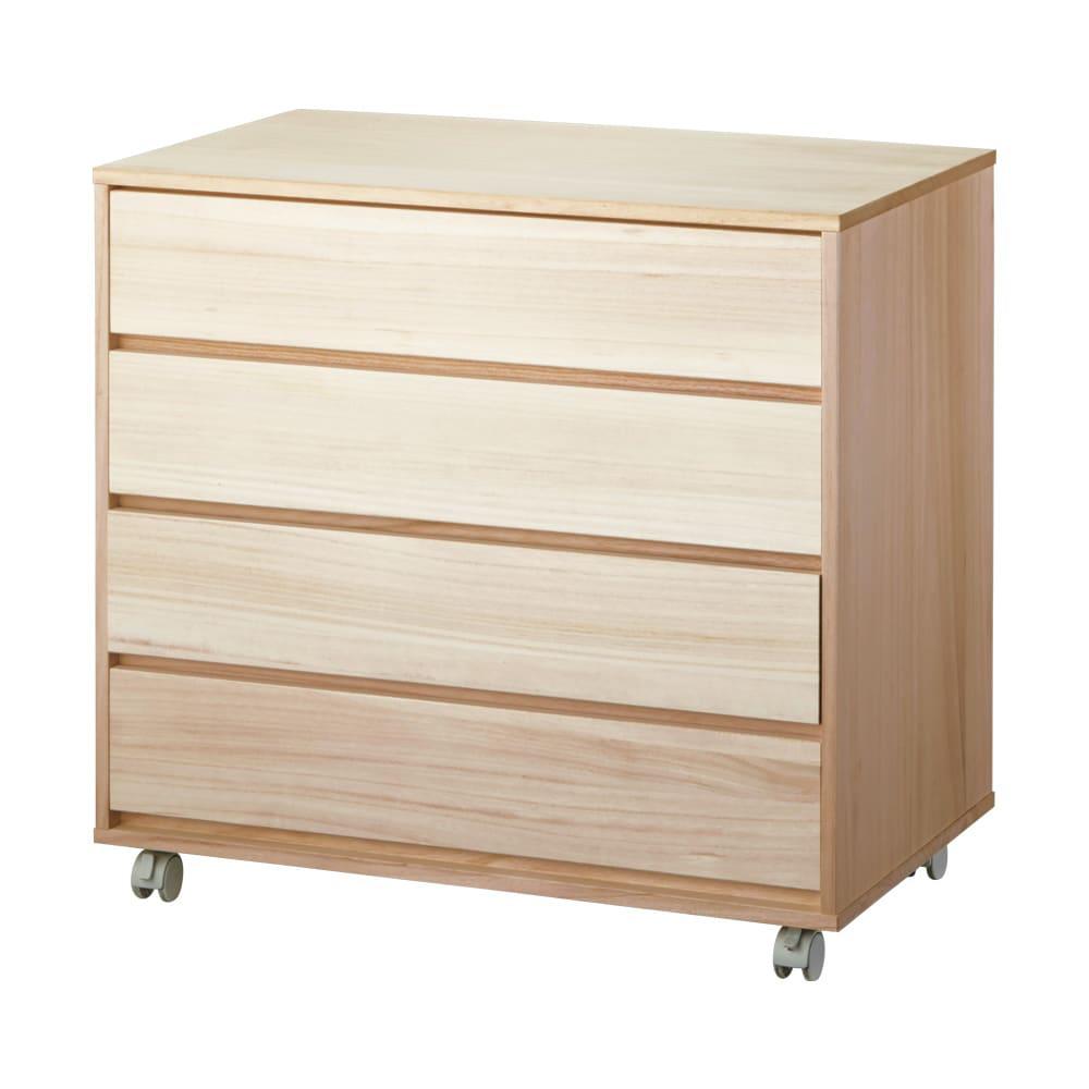 日本製】キャスター付き総桐クローゼットタンス 4段 幅75cm奥行44cm