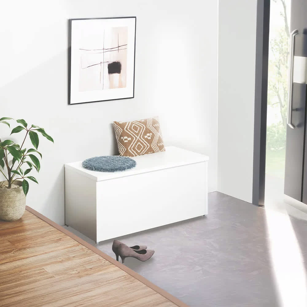 耐荷重100kg！組立不要 収納庫付ベンチ ボックスタイプ・幅90cm奥行