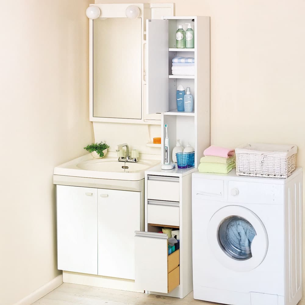 天板が使える 光沢仕上げ扉付きすき間収納庫 ハイタイプ・幅25cm 通販