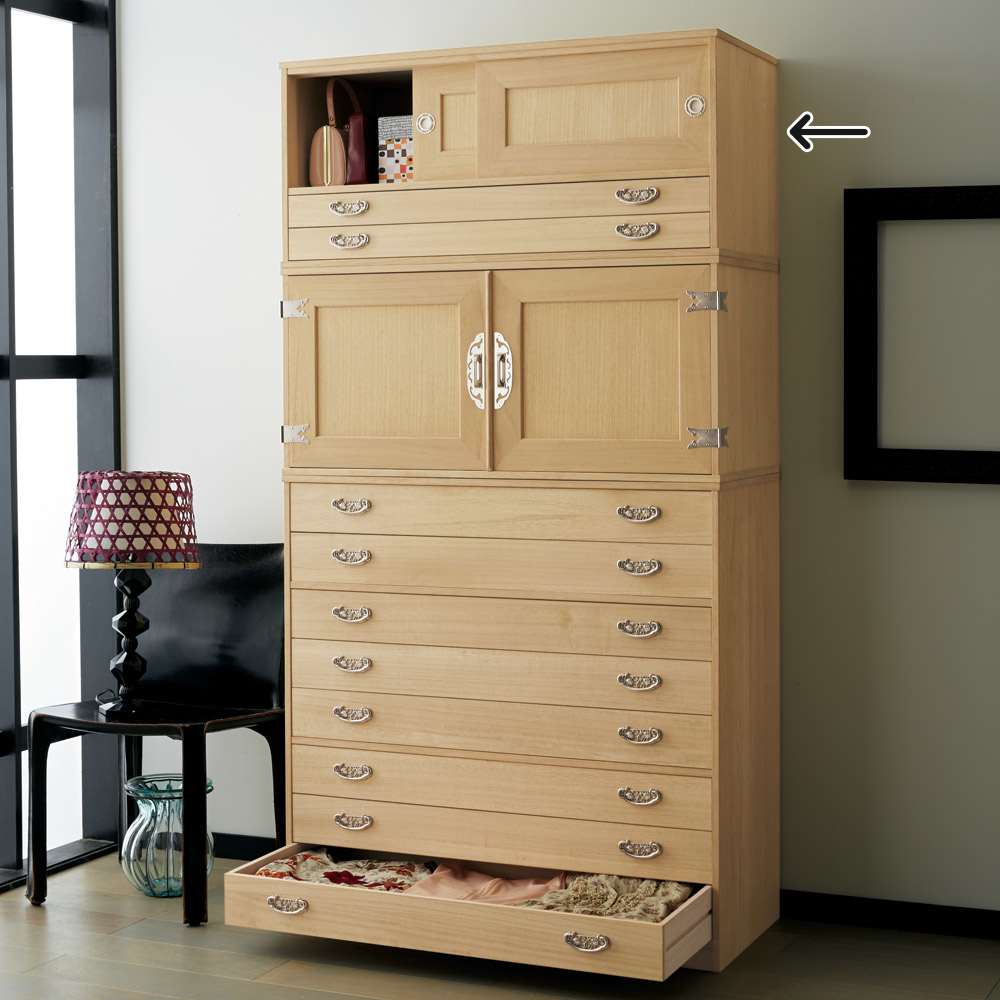 本格派の着物収納】総桐着物収納ユニットタンス 上台引き戸タイプ 高さ