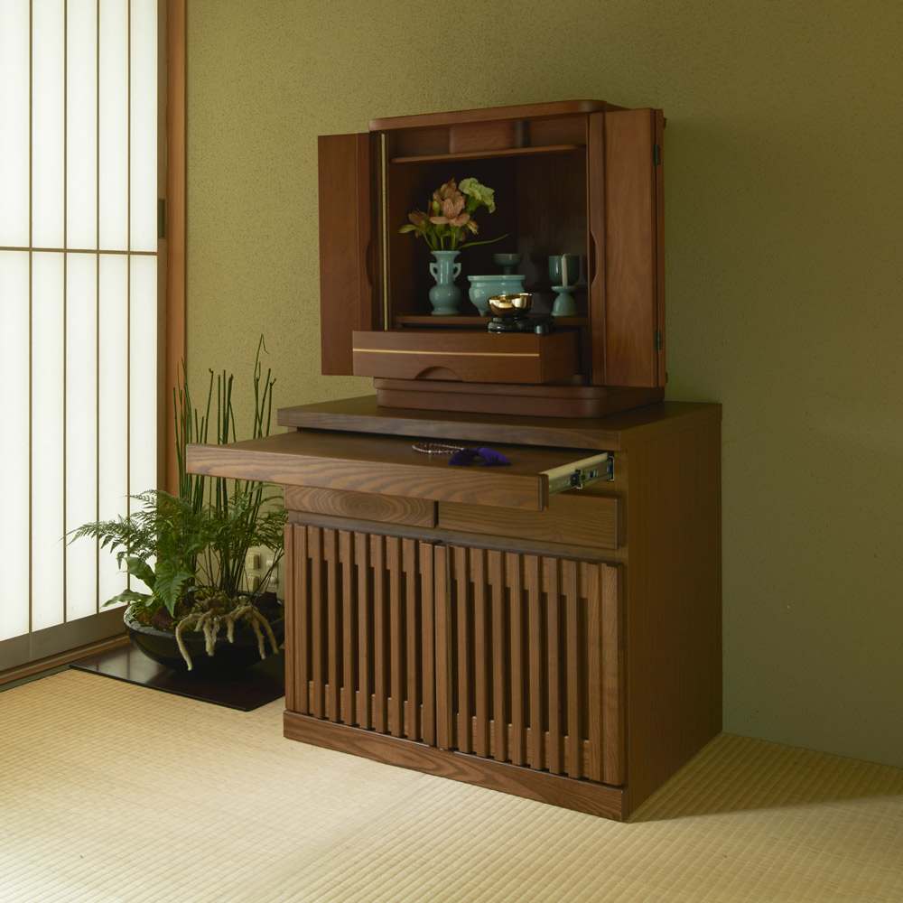 格子天然木仏壇キャビネット 高さ56cm 通販 - ディノス