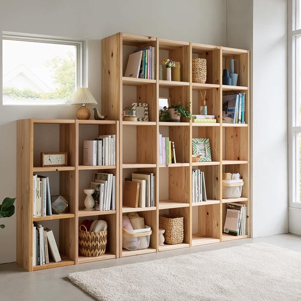 国産杉シェルフ 横2列×縦3段（幅75.5cm高さ111.5cm） 通販 - ディノス