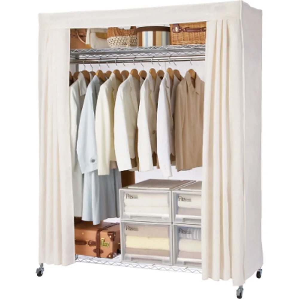 洗えるカバー付き 頑丈ハンガーラック ロータイプ・幅152cm 通販