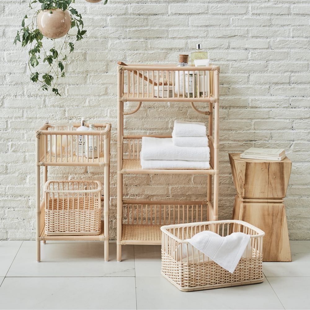 籐のランドリーラック スリム2段（脱衣カゴ1個付き） 通販 - ディノス