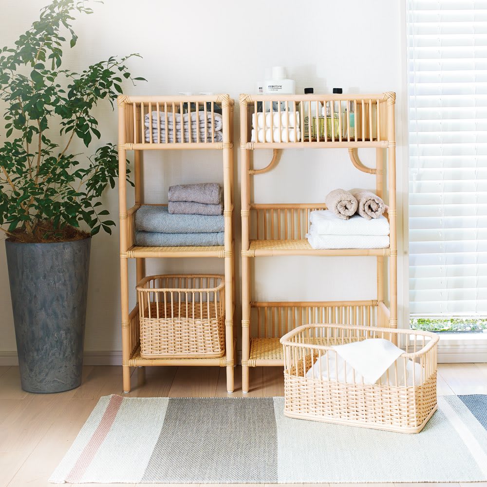 籐のランドリーラックの脱衣カゴ単品 スリム 通販 - ディノス