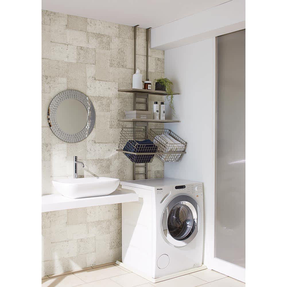 Lyucua/リュクア 省スペースランドリーラック 棚2段・バスケット2個