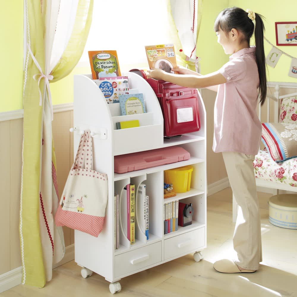 国産］明日の準備ラクラク！しつけマルチワゴン（A4ランドセル対応