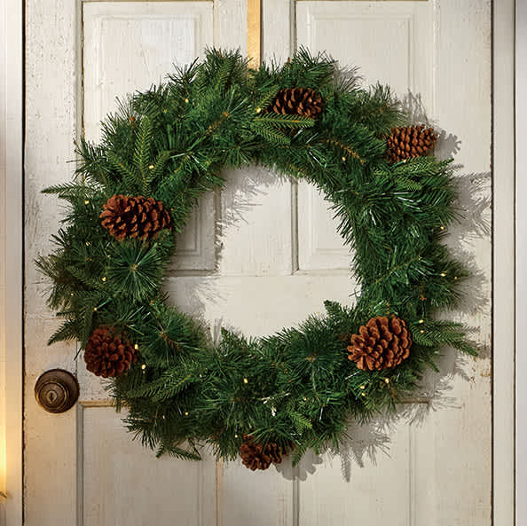 LEDライト付きパインコーンリース 通販 - ディノス