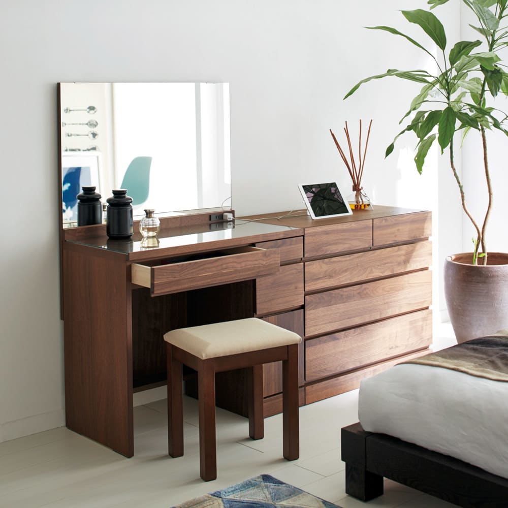 レンタル商品】天然木 スライドワードローブシリーズ ドレッサー（椅子