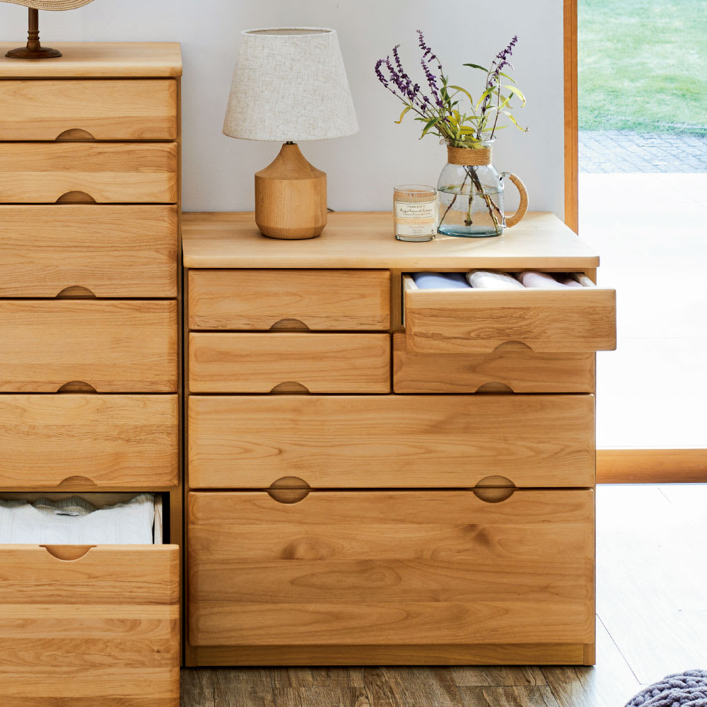 レンタル商品】アルダー天然木ドレッサーシリーズ チェスト 4段 幅70cm