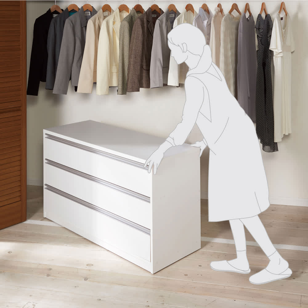 気軽に動かせる隠しキャスター付きクローゼットチェスト 幅60・6段高さ