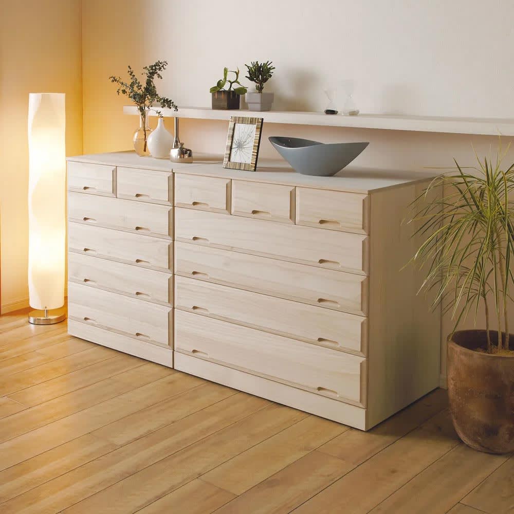 奥行60cm ロング総桐クローゼットチェスト 幅100cm・5段（高さ91cm