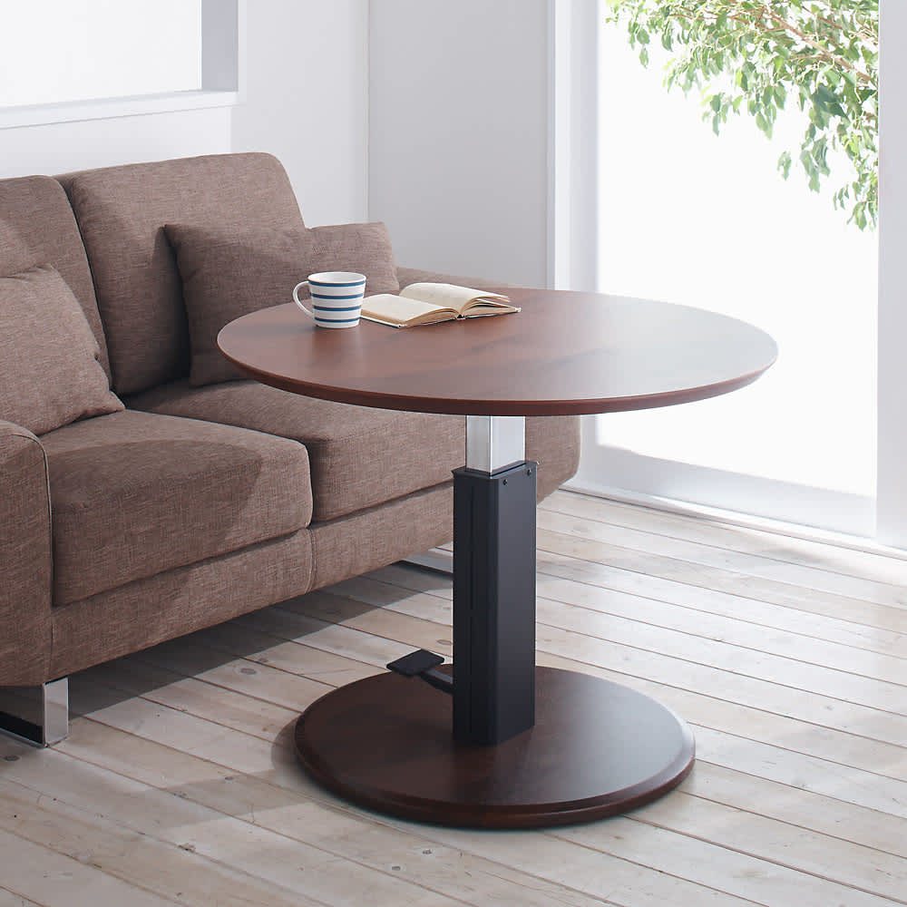 高さ自由自在 カフェスタイルダイニング 丸形昇降テーブル 径110cm