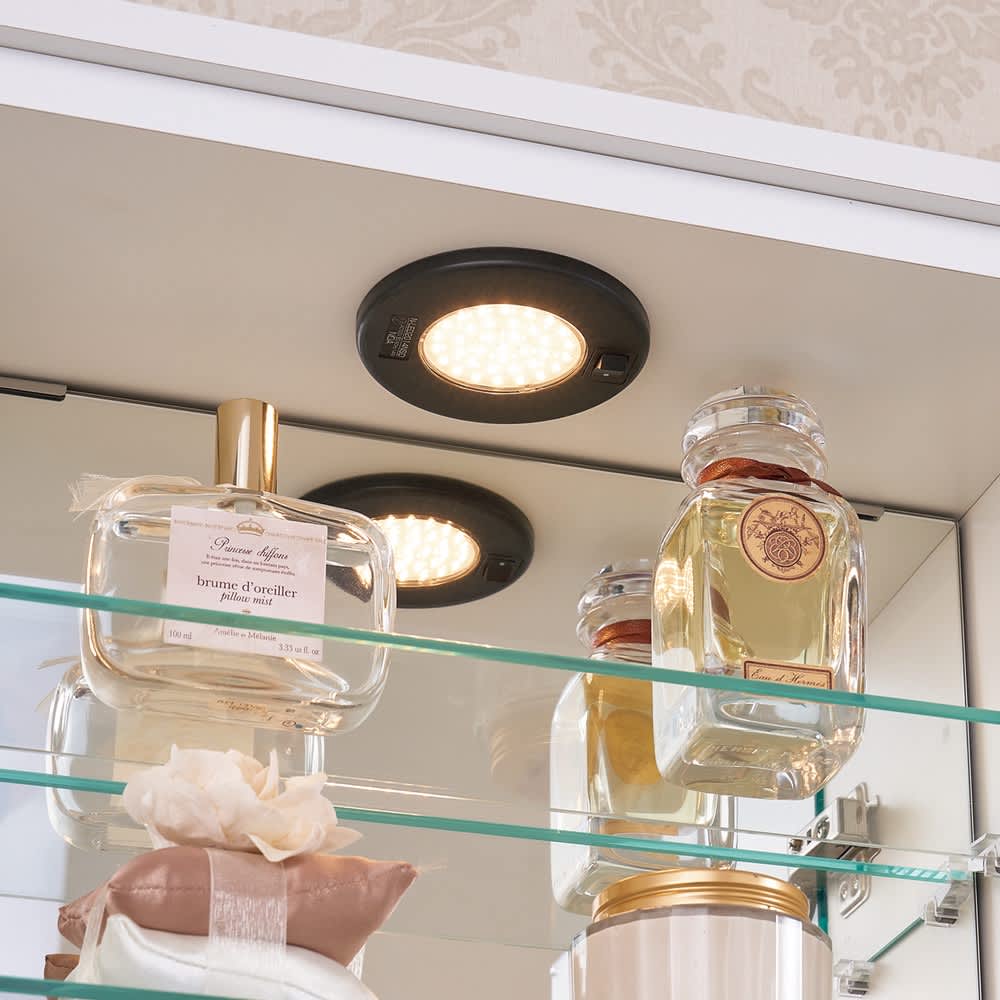 LEDライト付き 楽屋ドレッサーシリーズ ガラスキャビネット付き