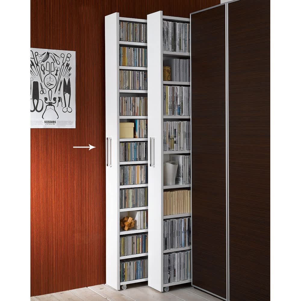 1cmピッチ スライド式すき間収納ワゴン単体 幅16cm （CD収納用 可動棚